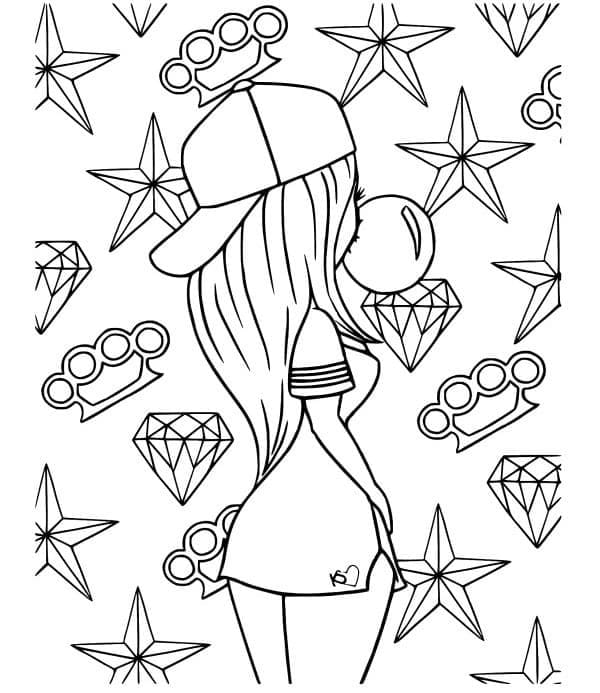 Girl Aestheics Coloring Page