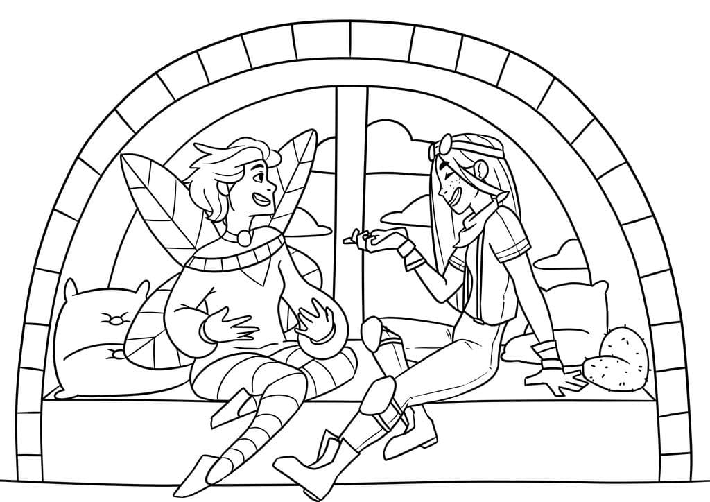 Girl and Boy Talking Coloring Page