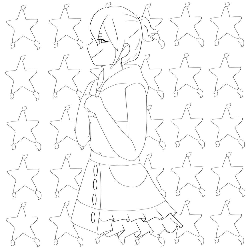 Girl and Stars Coloring Page