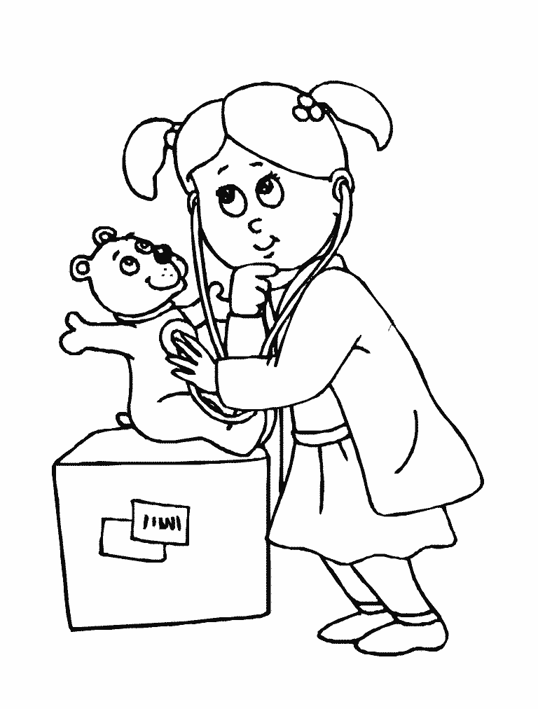 Girl Being Doctor To Teddy