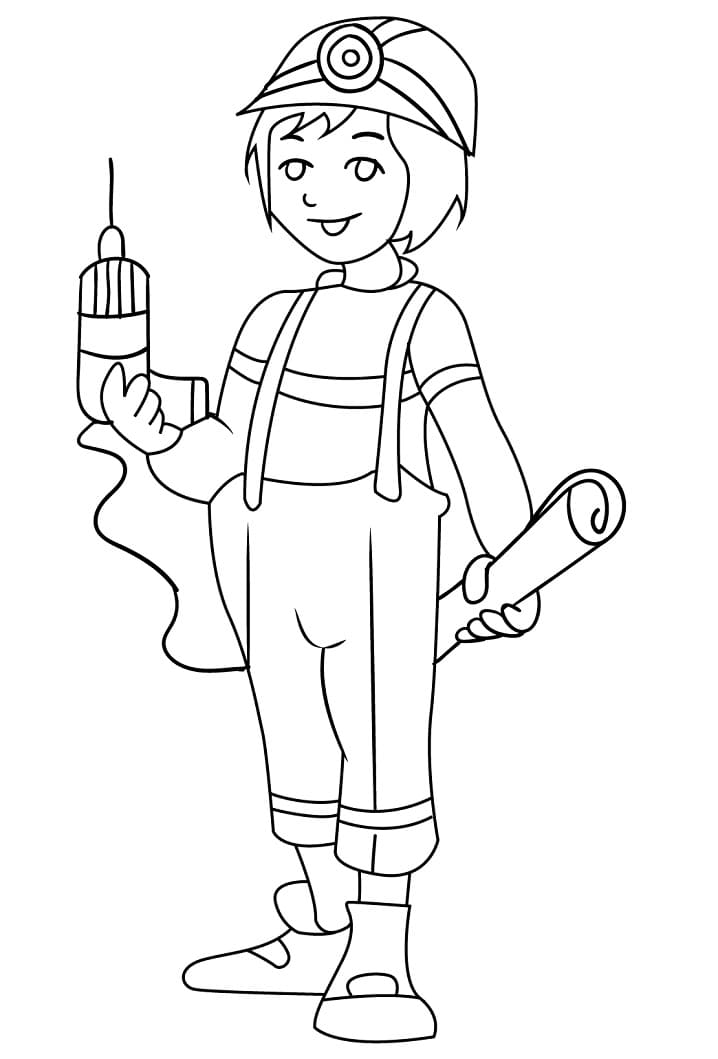 Girl Construction Worker 1 Coloring Page