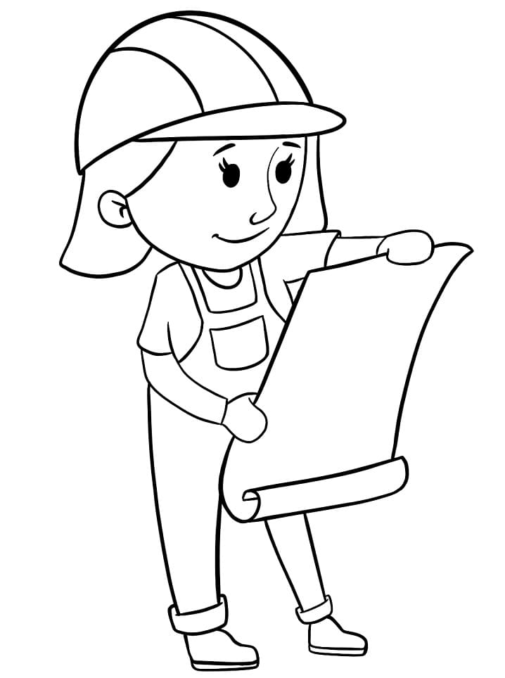 Girl Engineer Coloring Page