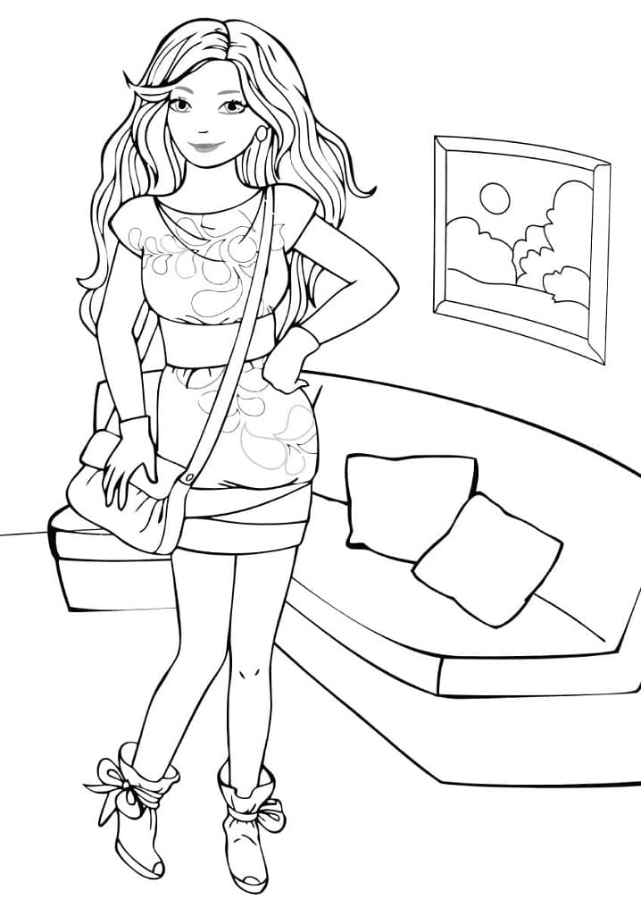 Girl Going to a Party Cool Coloring Page