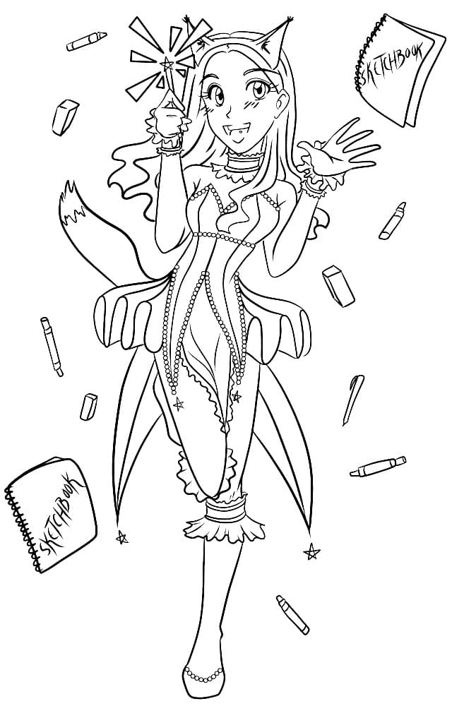 Girl in a Fox Costume Coloring Page