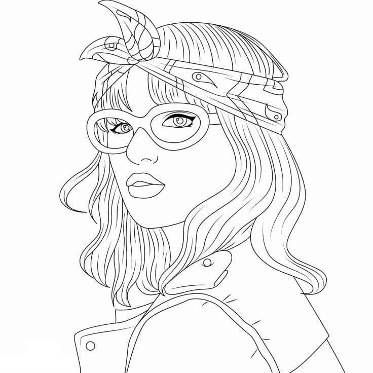 Girl in Glasses For Kids Coloring Page