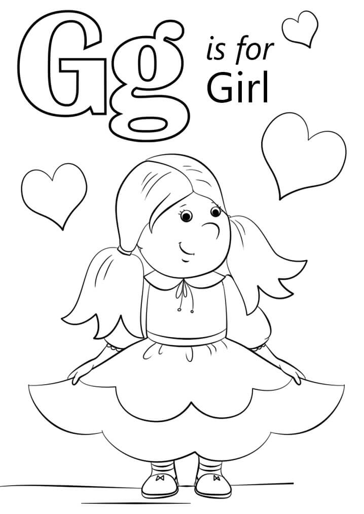 Girl Letter G Coloring Page