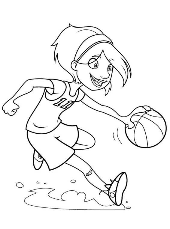 Girl Playing Basketball S55a1 Coloring Page