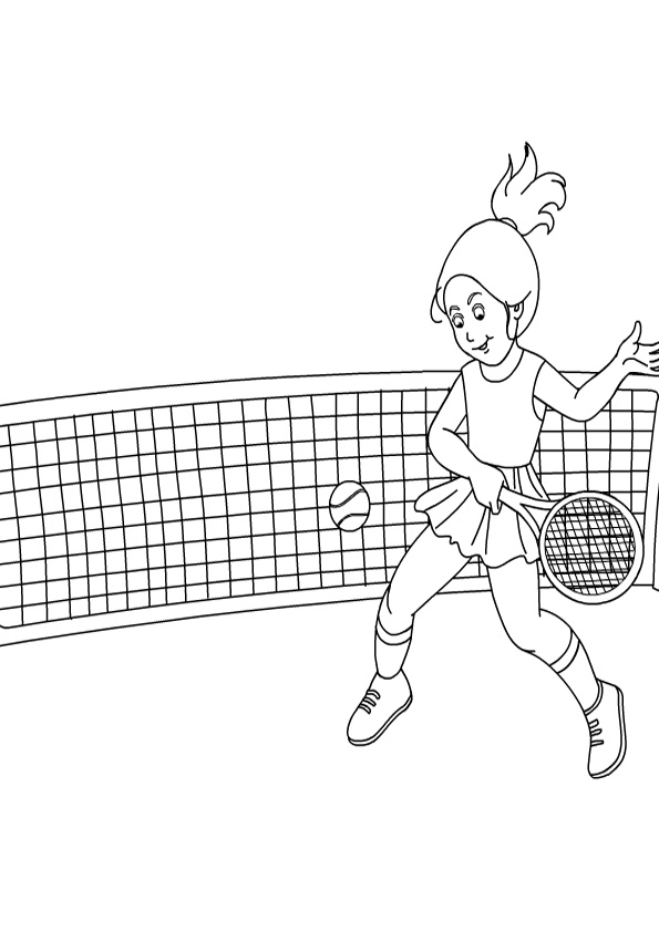 Girl Playing Tenniss Coloring Page
