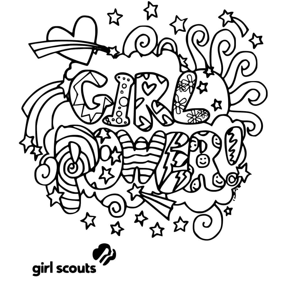 Girl Power Girl Scouts Coloring Page