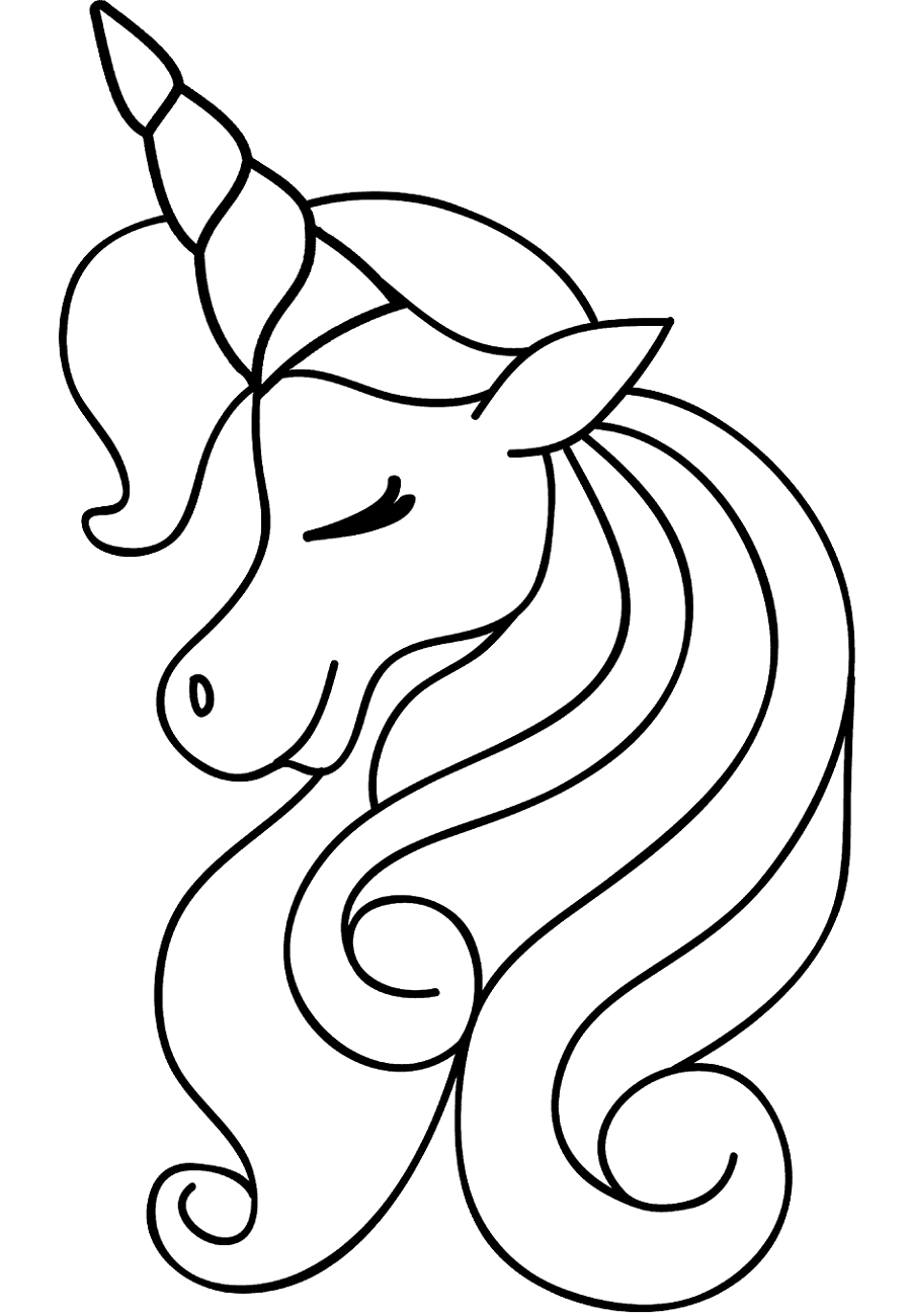 Girl Unicorn Head Coloring Page