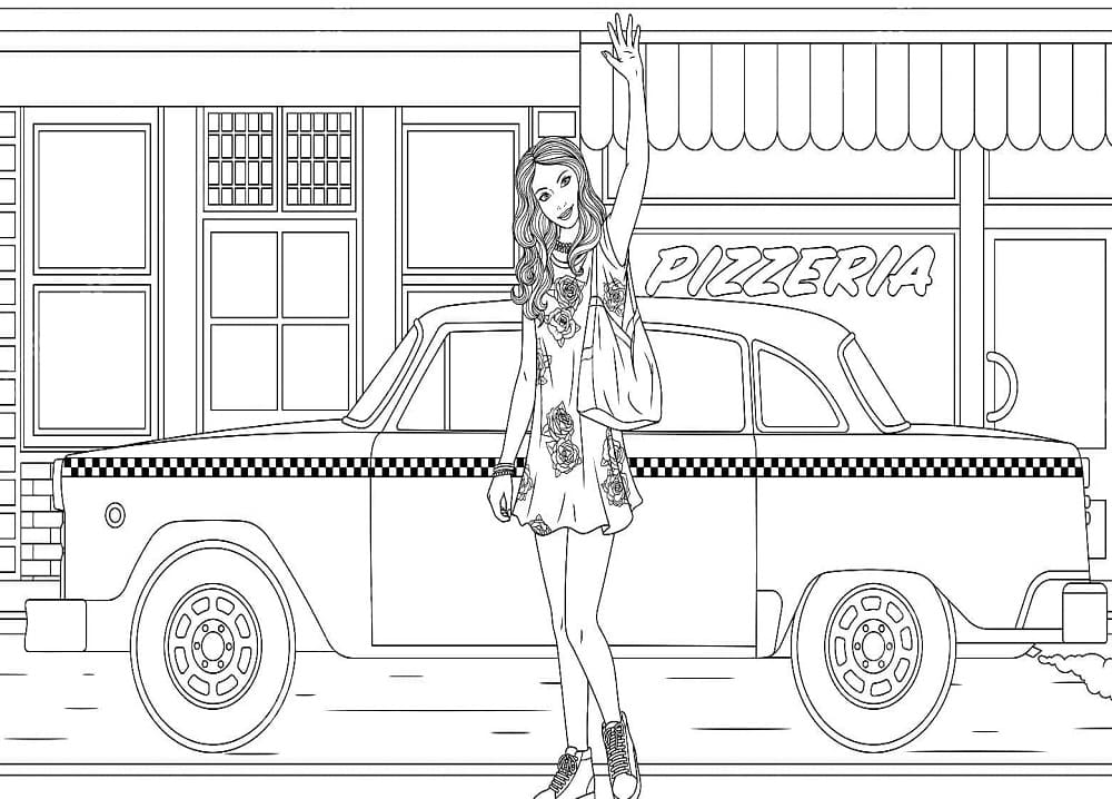 Girl Waving Hand Cool Coloring Page