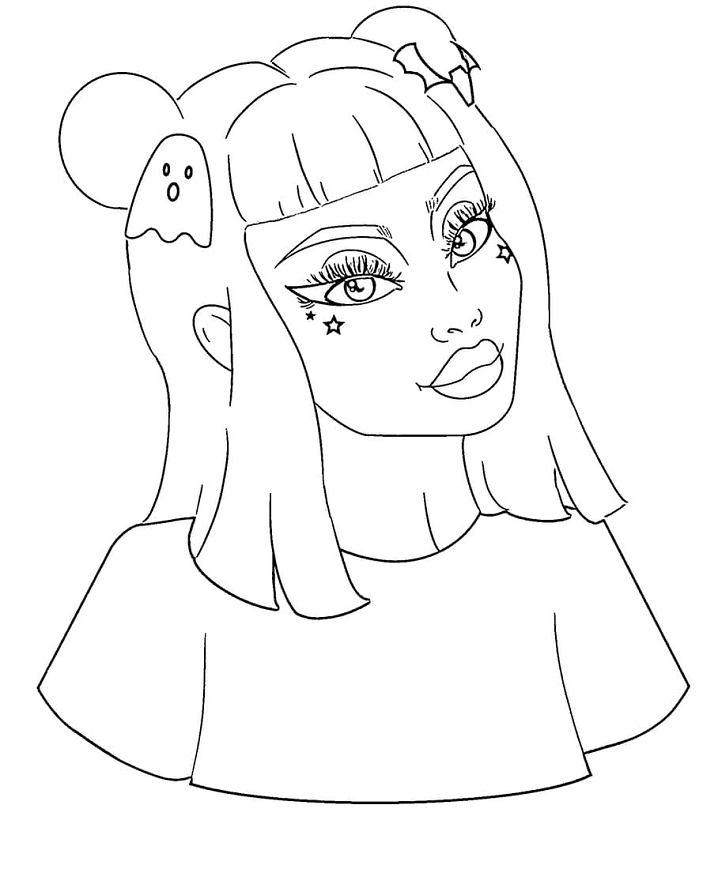 Girl with Beautiful Makeup Coloring Page