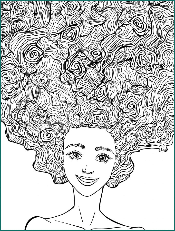 Girl with Wonderful Hair Coloring Page
