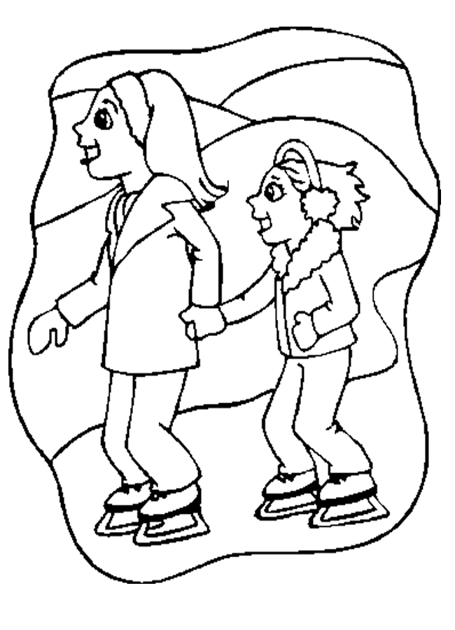Girls Ice Skatings Coloring Page