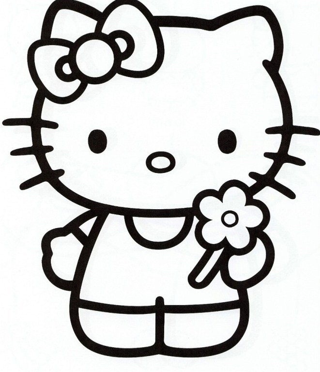 Girly Hello Kitty Coloring Page