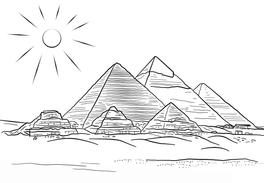 Giza Pyramids Coloring Page