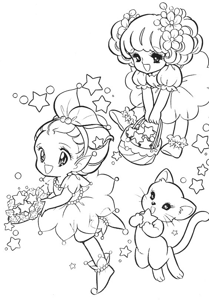 Glitter Force Fairy Cat Coloring Page