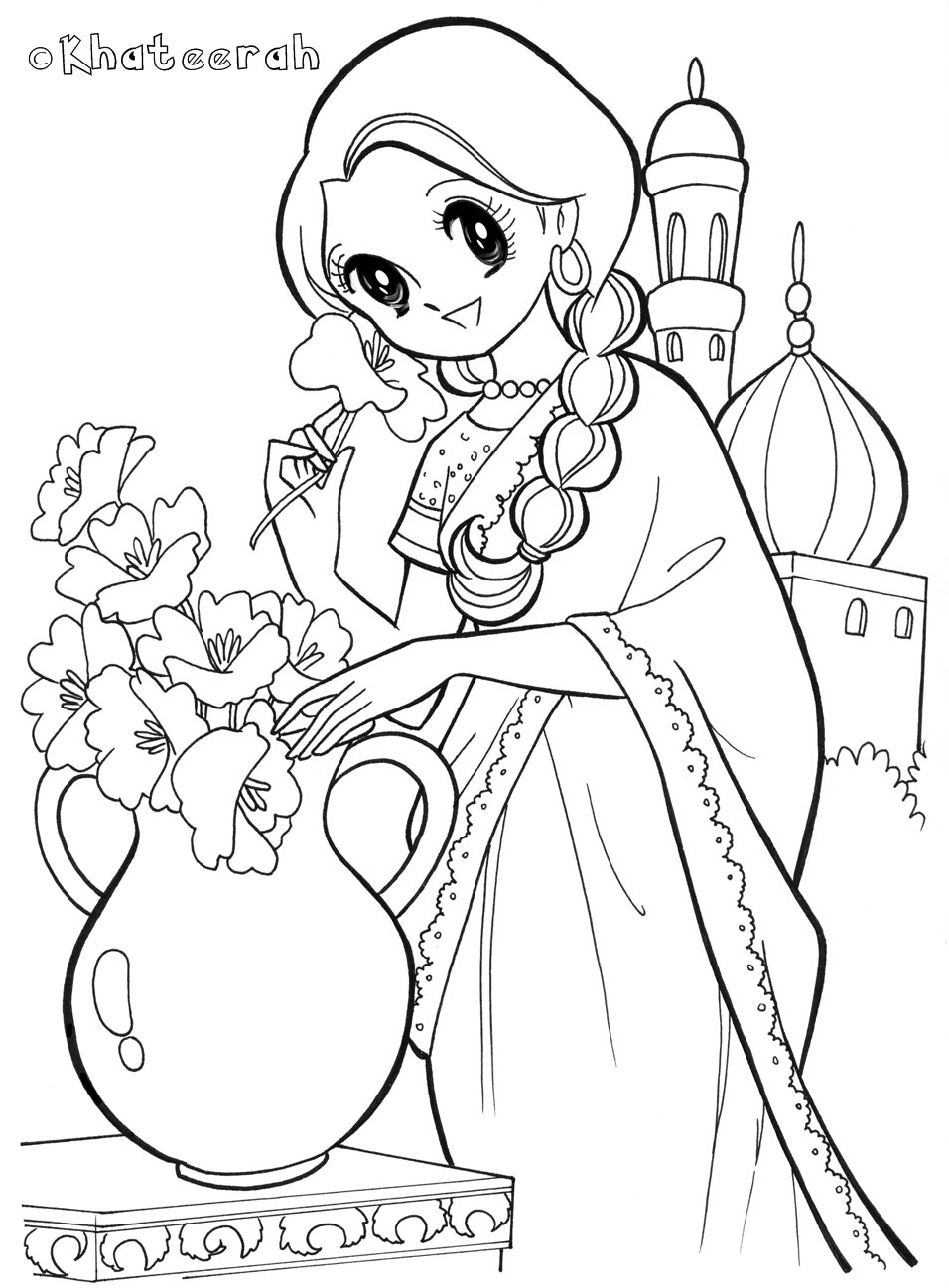 Glitter Force Flower Zen Coloring Page