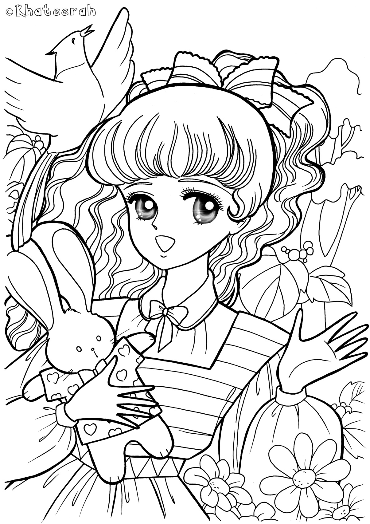 Glitter Force Rabbit Bird Coloring Page