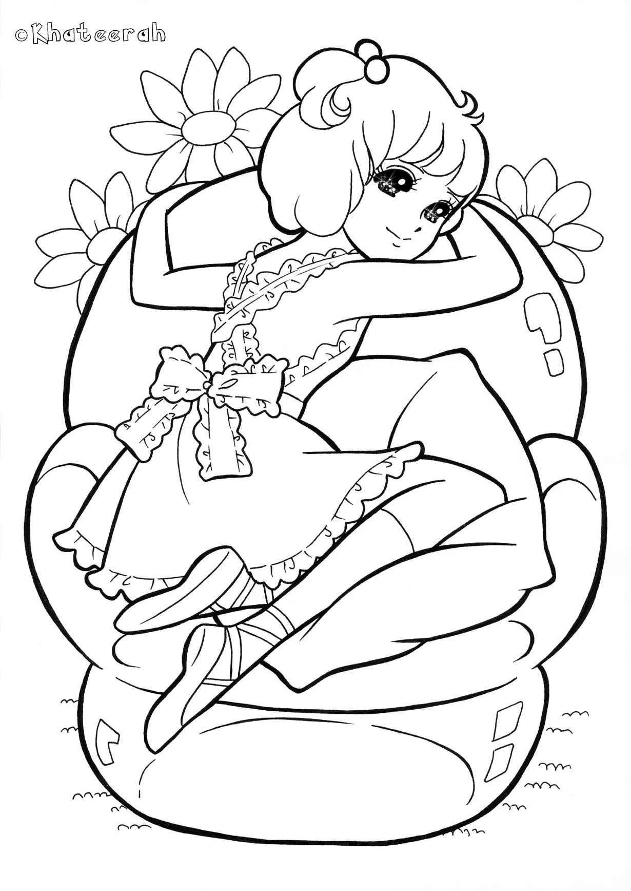 Glitter Force Yoga Zentangle Coloring Page