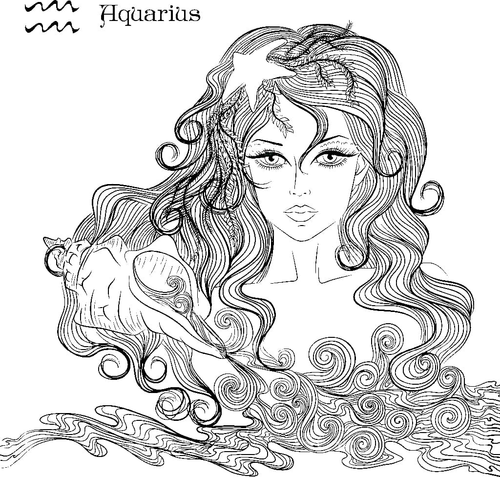 Glorious Aquarius For Kids Coloring Page
