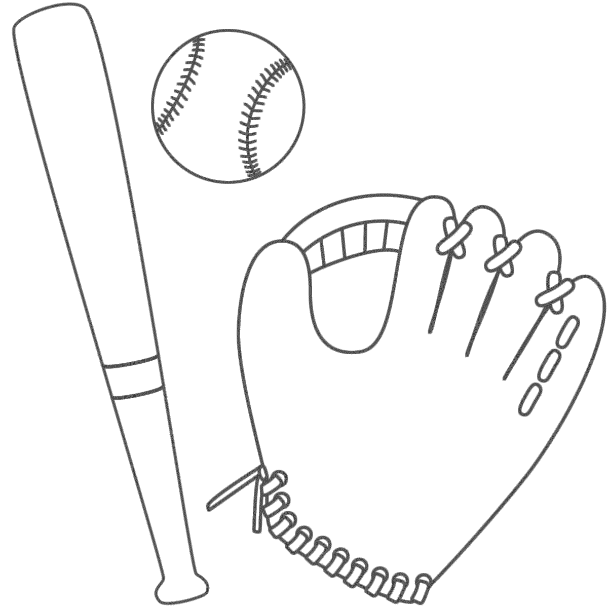 Glove Ball And Bat 6765 Coloring Page