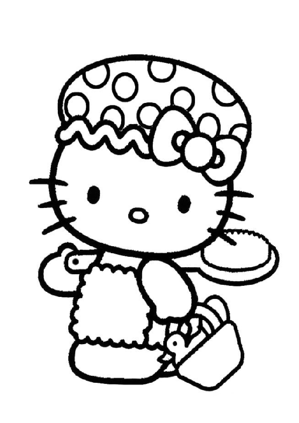 Go To Shower Hello Kitty Coloring Page