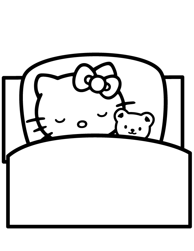 Goodnight Hello Kitty Coloring Page