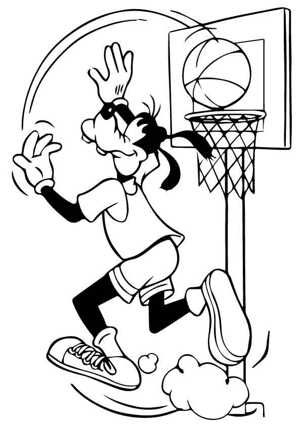 Goofy Playing Basketballs Coloring Page