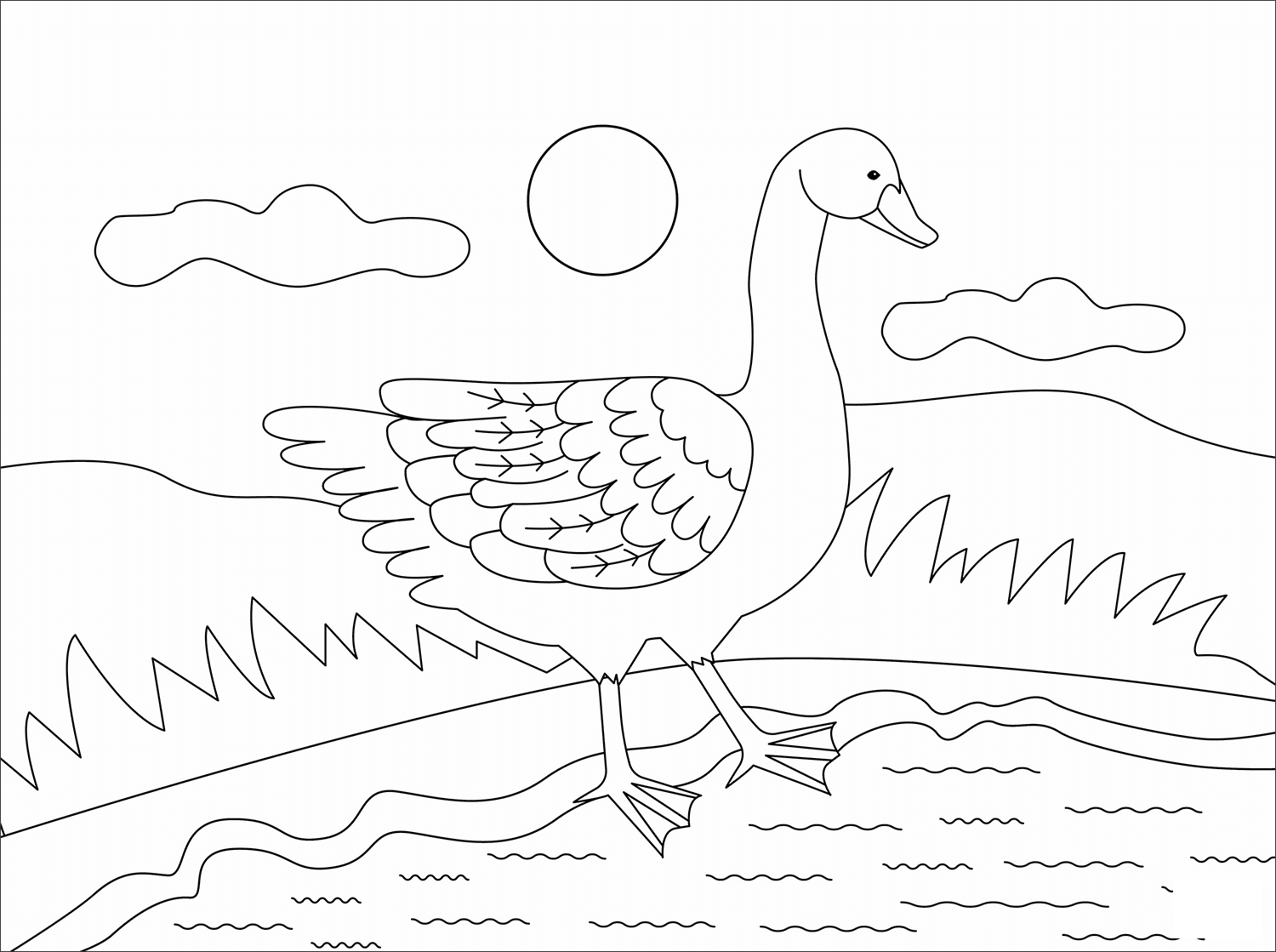 Goose Animal Simple Coloring Page