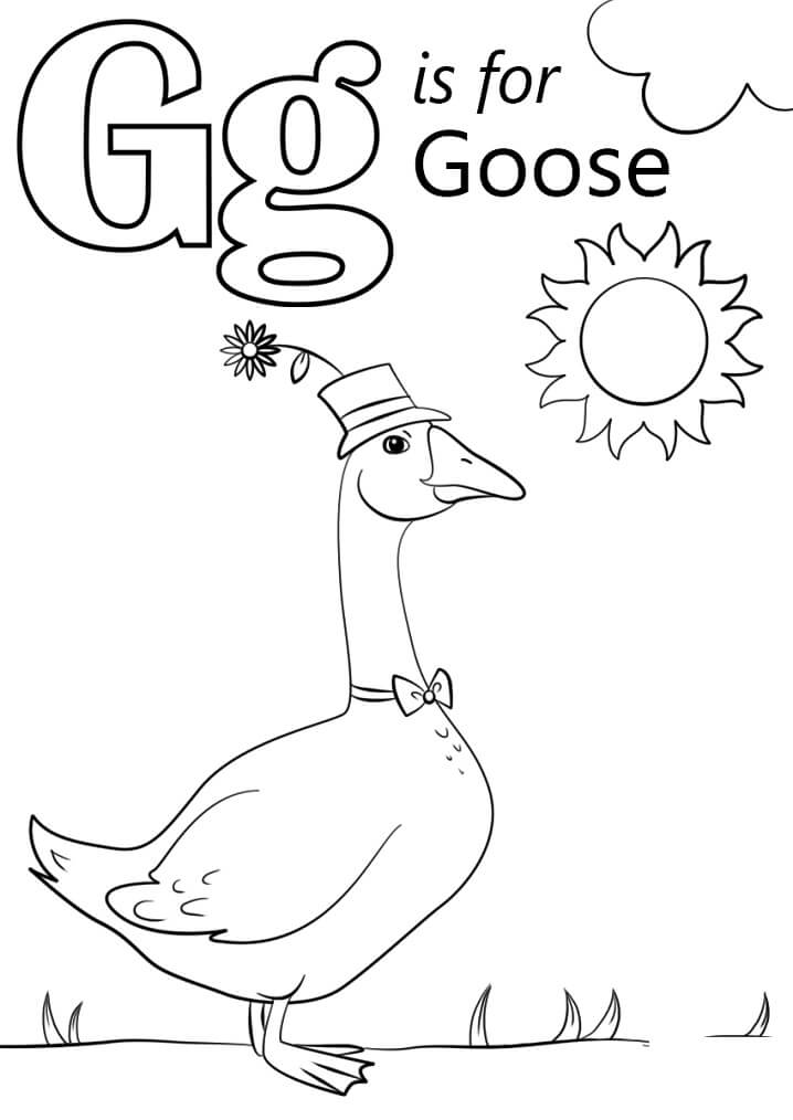 Goose Letter G Coloring Page