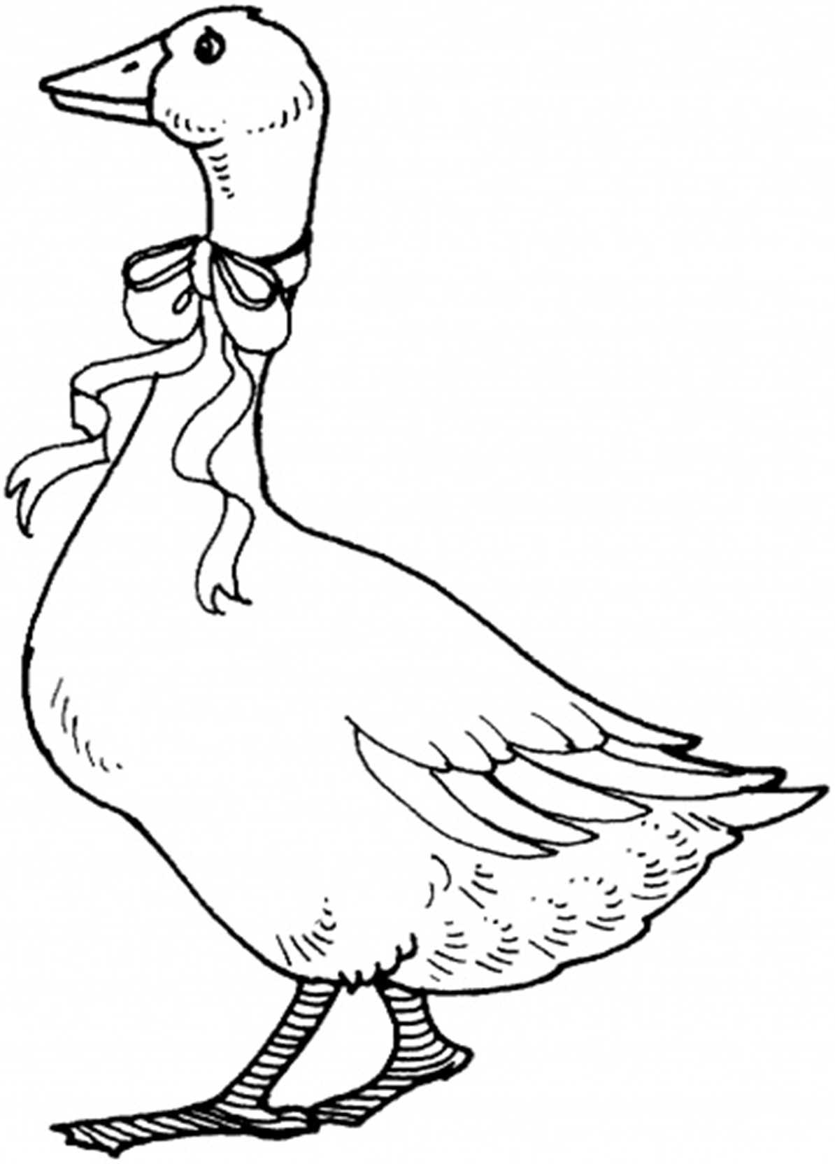 Goose With Ribbon Printable Animal S5f3c Coloring Page