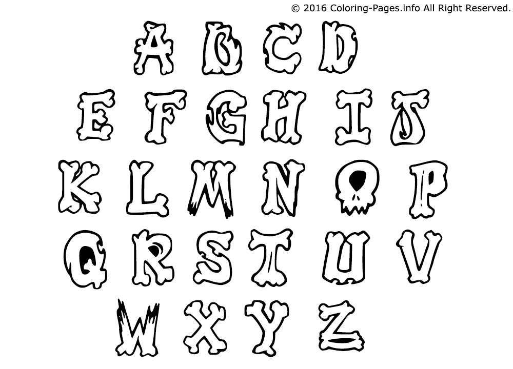 Graffiti Alphabet Simple Letters Coloring Page