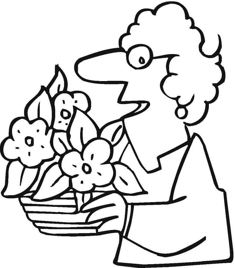 Grandmother with Flower Pot