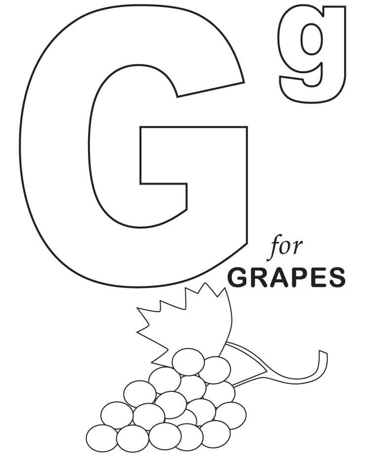 Grapes Letter G Coloring Page