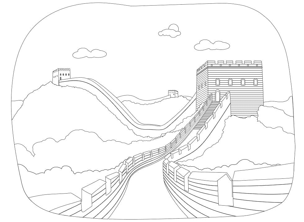 Great Wall of China 3 Coloring Page