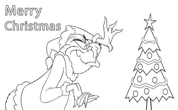 Grinch With Small Christmas Tree Coloring Page
