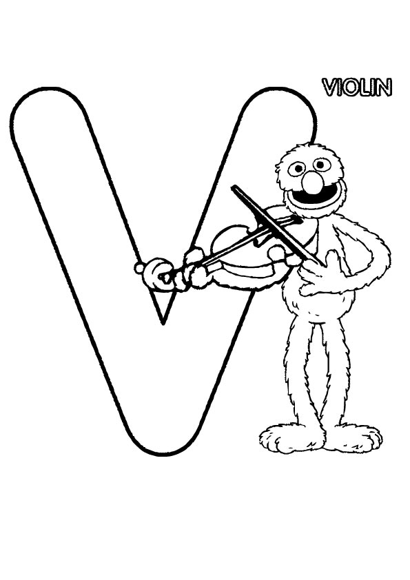 Grover Playing Violin Coloring Page
