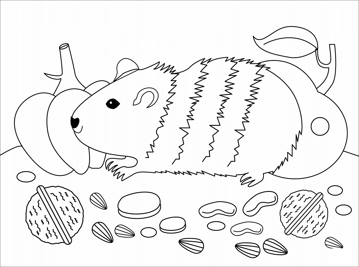 Guinea Pig Animal Simple Coloring Page