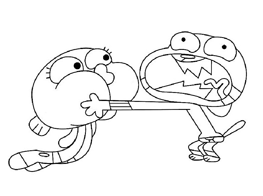 Gumball Holding Darwin Coloring Page