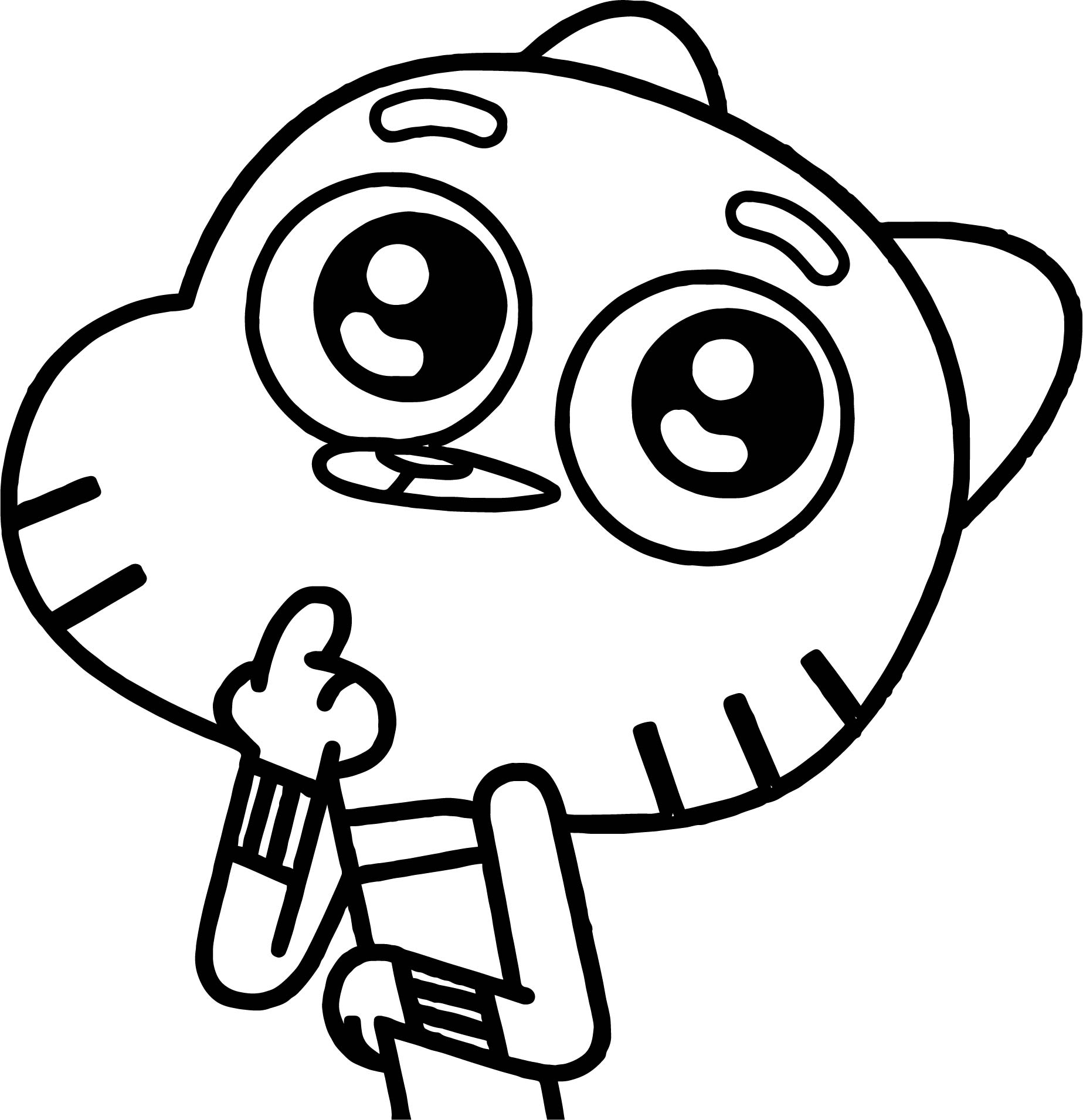 Gumball With Cute Eyes Coloring Page