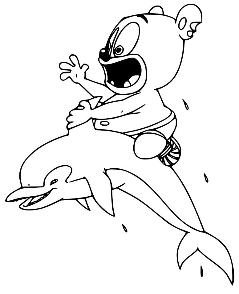 Gummy Bear and Dolphin Coloring Page