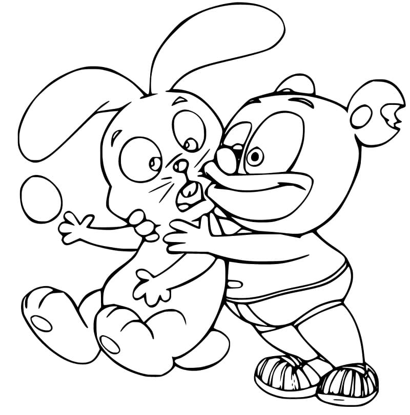 Gummy Bear and Easter Bunny Coloring Page
