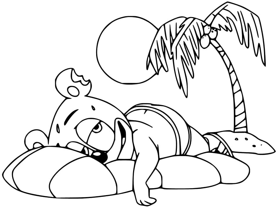 Gummy Bear on the Beach Coloring Page