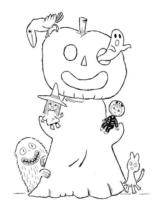 Halloween Monsters Coloring Page