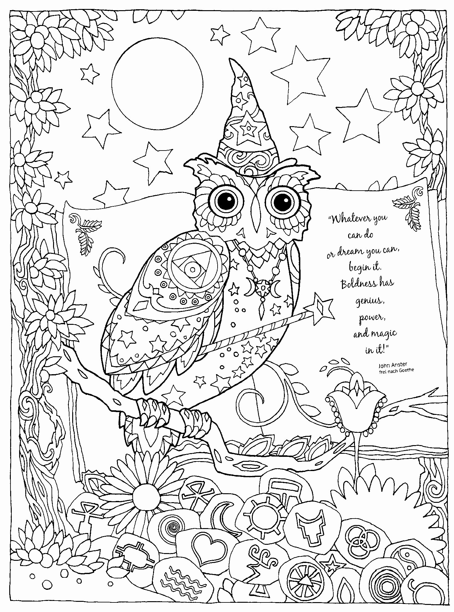 Halloween Magic Owl Power Coloring Page