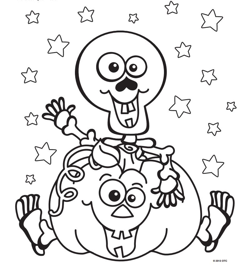 Halloween Skeleton Pumpkin Coloring Page