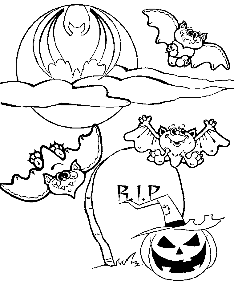 Halloween Bat Colouring Pages For Kids Coloring Page