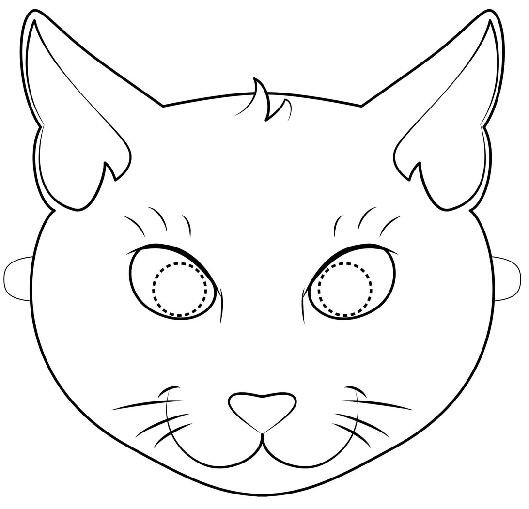 Halloween Black Cat Mask Coloring Page