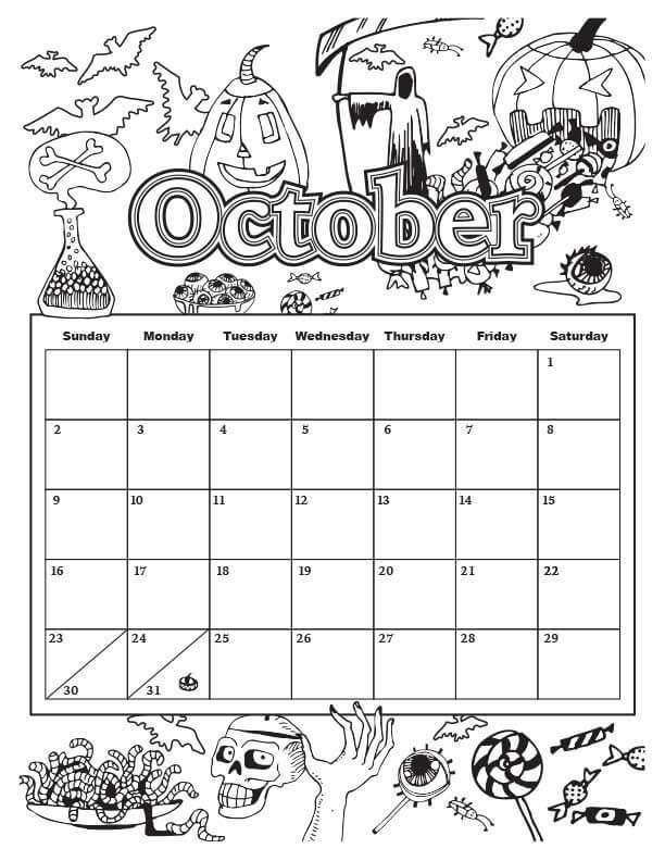Halloween Calendar for October